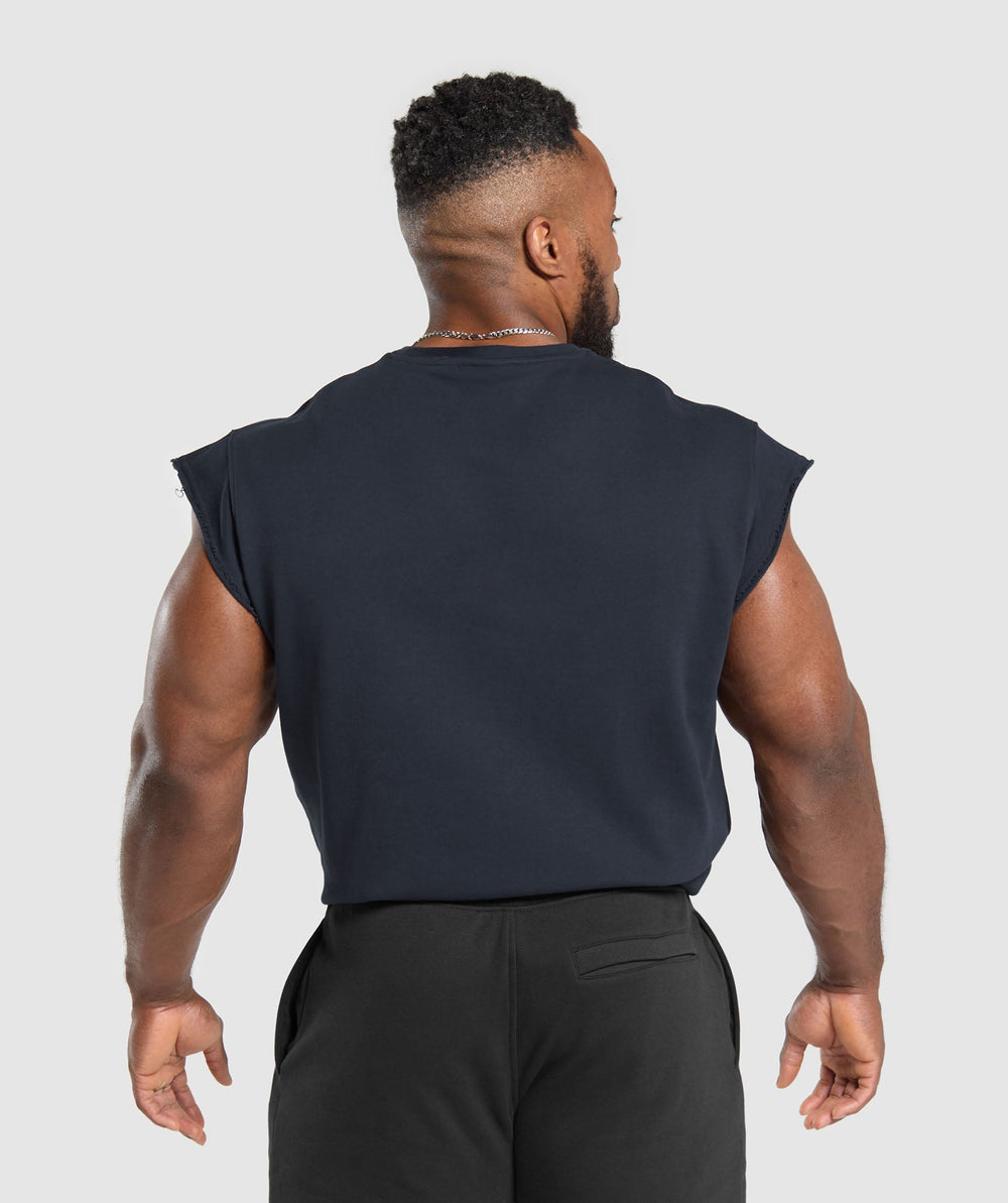 Graphic Cut Off T-Shirt - Heavy Blue
