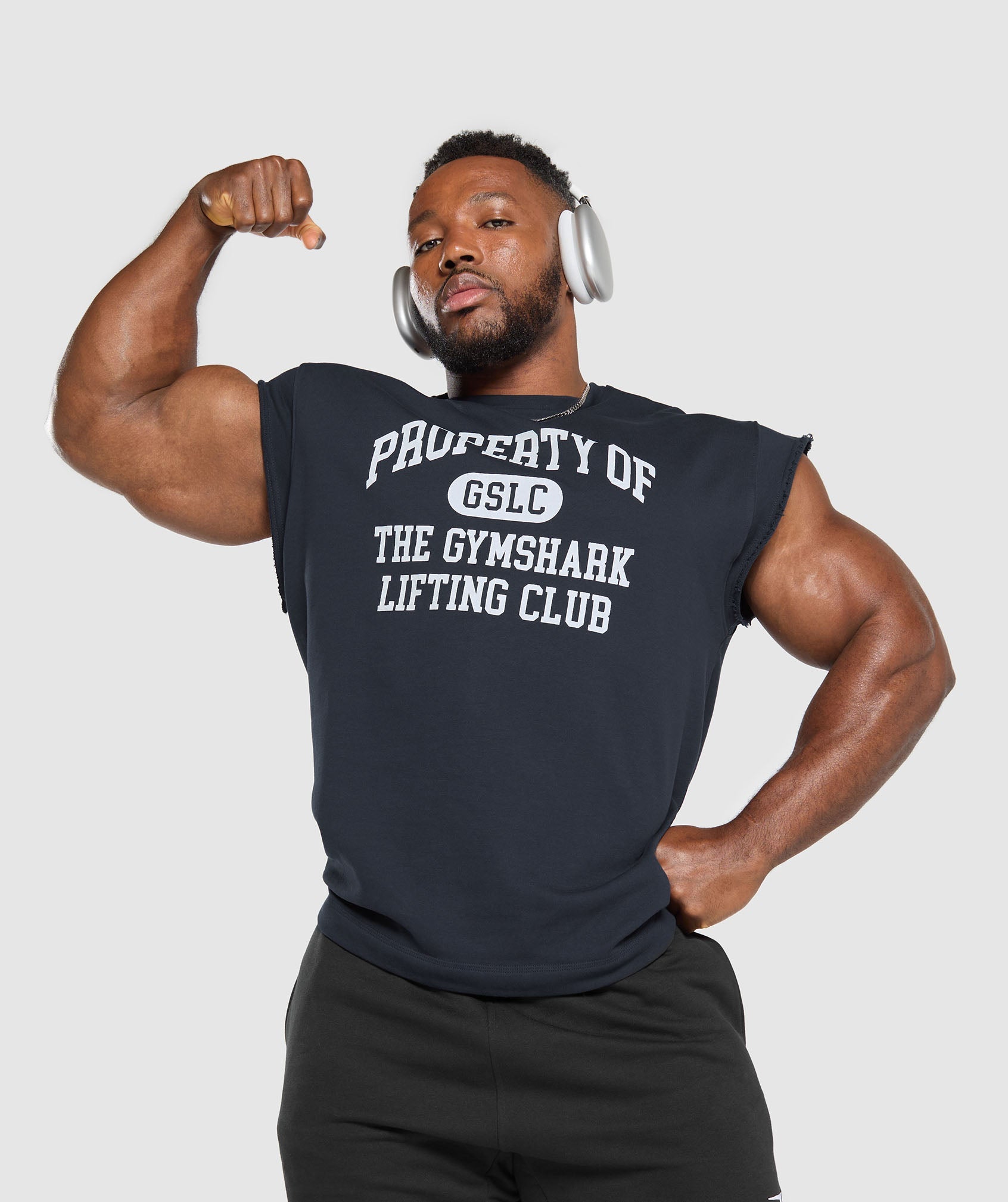 Graphic Cut Off T-Shirt - Heavy Blue