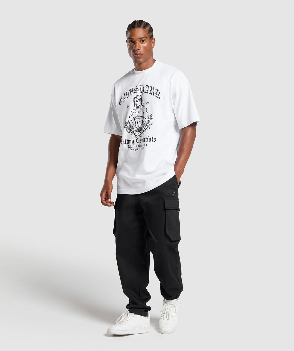 Hispanic Inspired Oversized Graphic T-Shirt - White