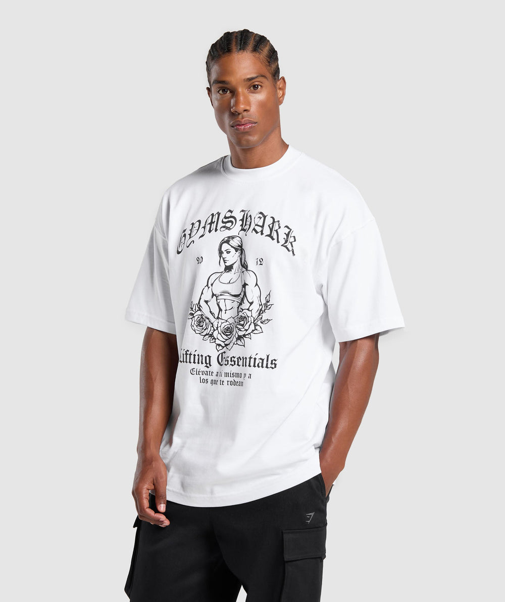 Hispanic Inspired Oversized Graphic T-Shirt - White
