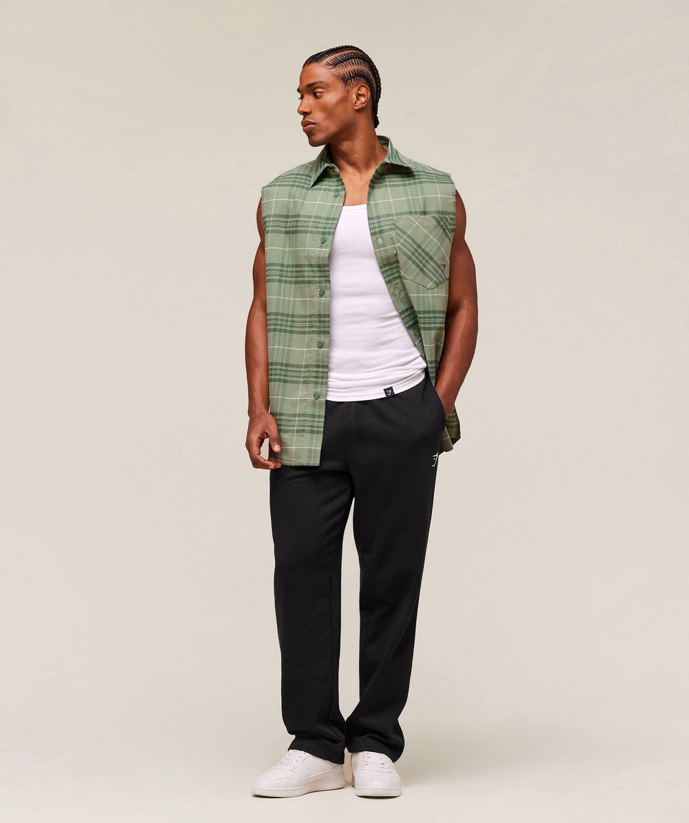 Check Sleeveless Shirt - Natural Sage Green