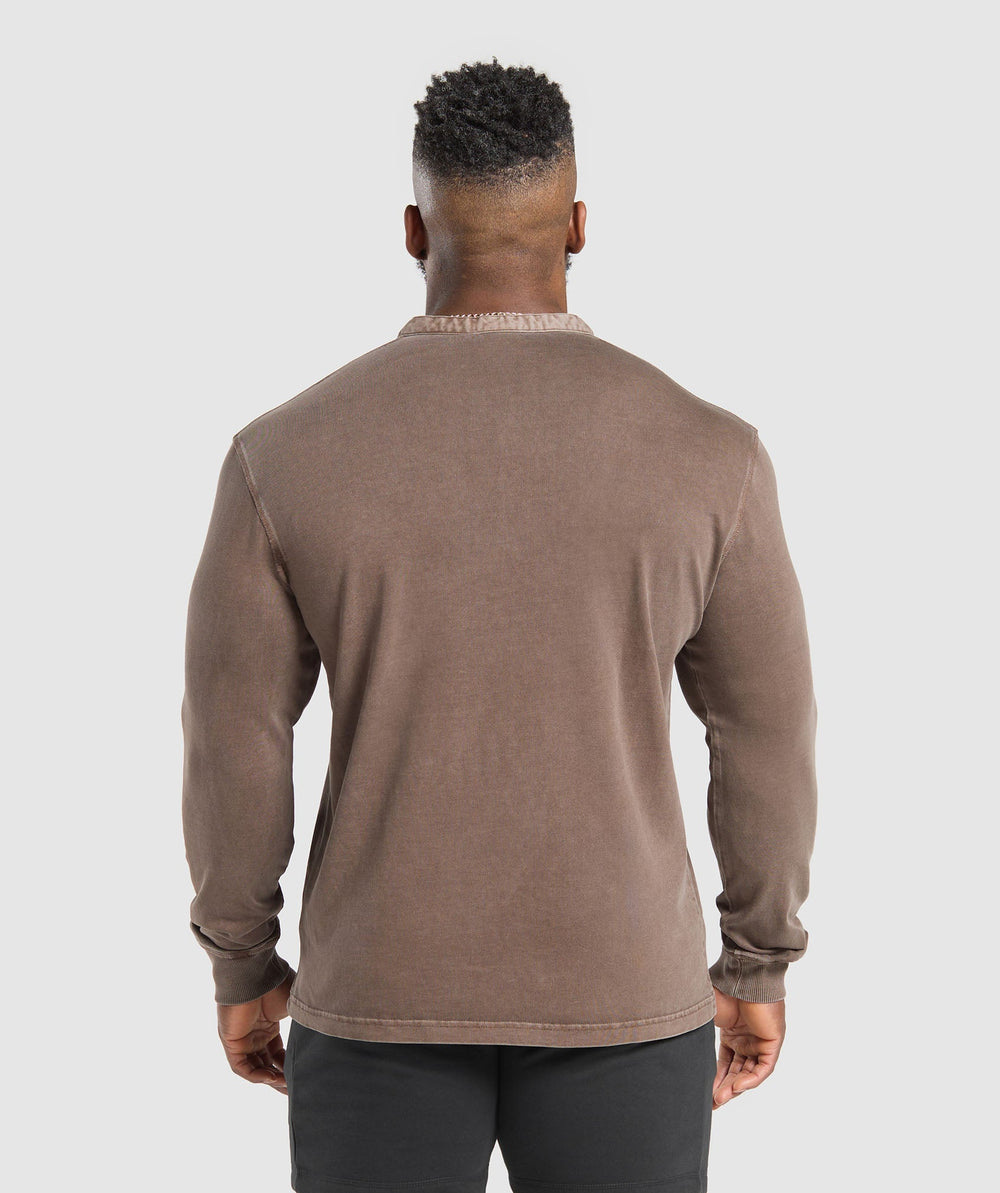 Heavyweight Woven Collar Henley - Soft Brown