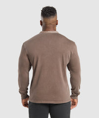 Heavyweight Woven Collar Henley - Soft Brown
