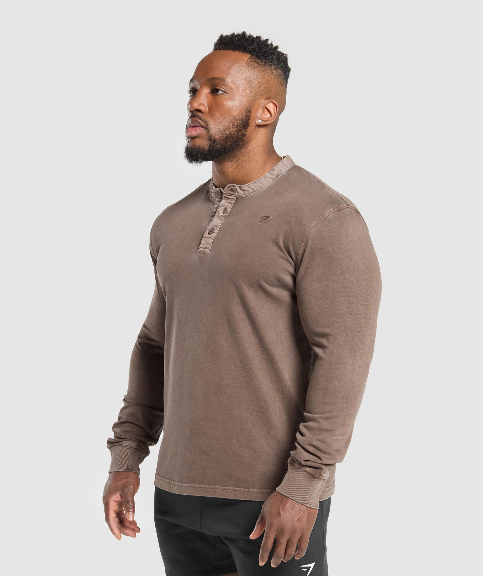 Heavyweight Woven Collar Henley - Soft Brown