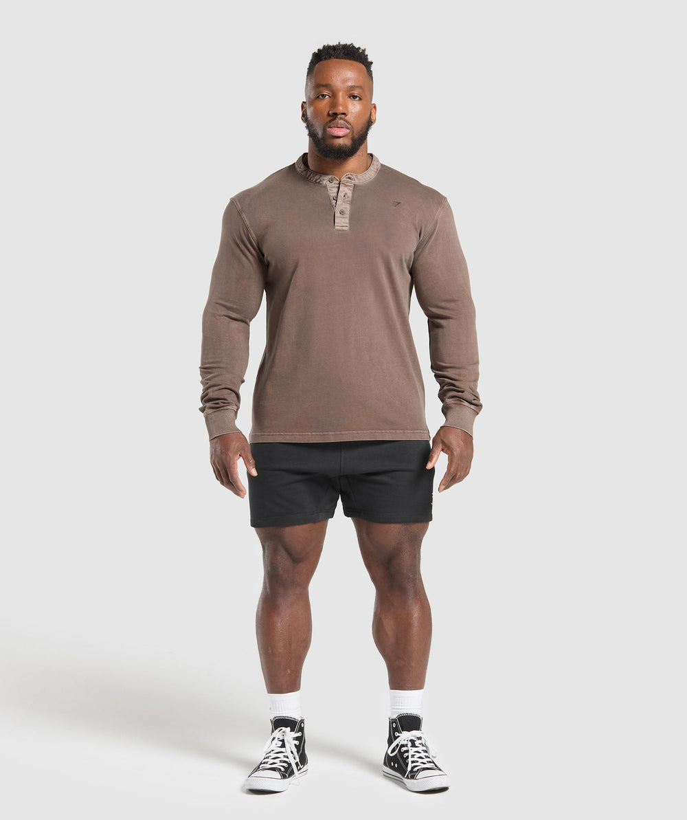 Heavyweight Woven Collar Henley - Soft Brown