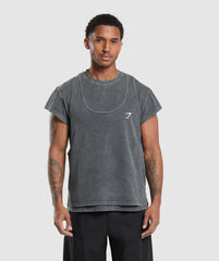 Washed Double Layer T-Shirt - Black