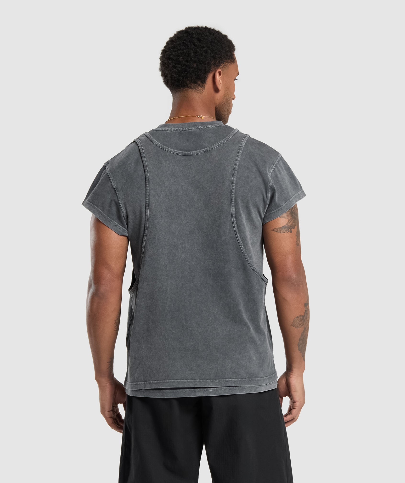 Washed Double Layer T-Shirt - Black