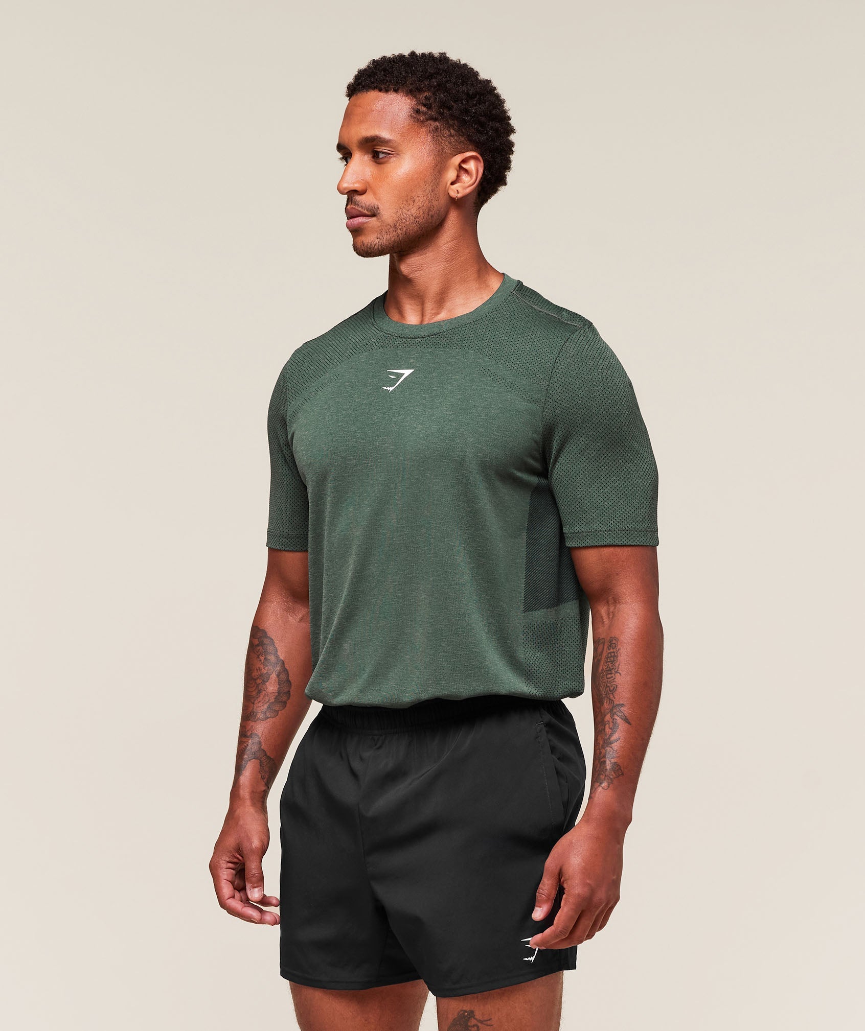 Lightweight Seamless T-Shirt - Chalk Green/Base Green