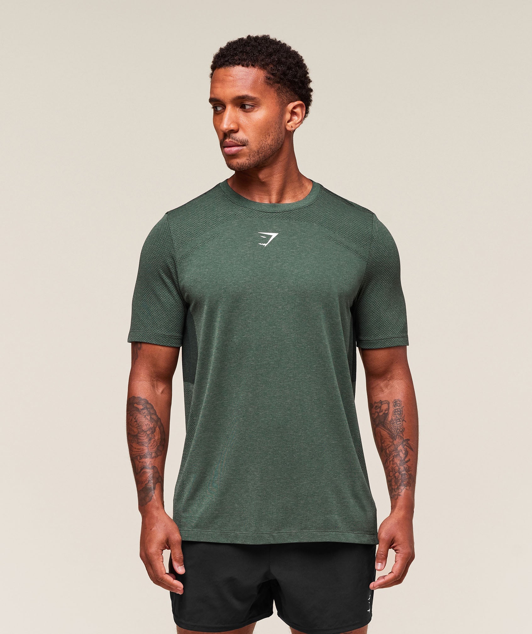Lightweight Seamless T-Shirt - Chalk Green/Base Green