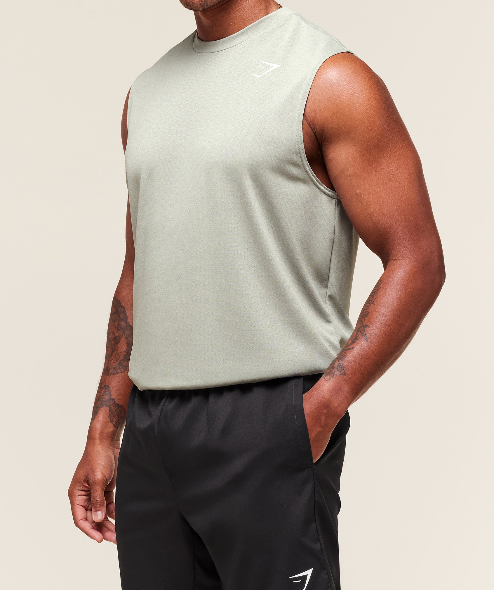 Oversized Performance Tank - Stone Grey