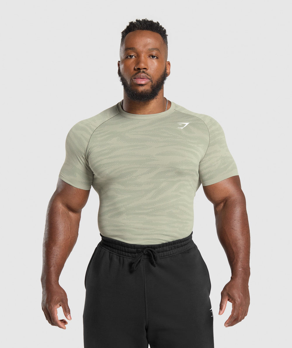 Geo Animal Seamless T-Shirt - Chalk Green/Unit Green