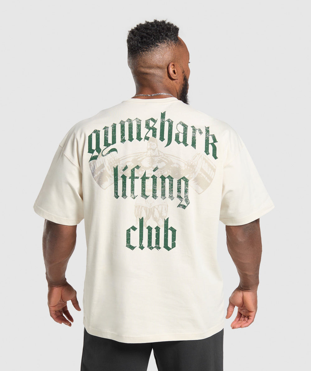 Lifting Club T-Shirt - Oat White/Classic Green