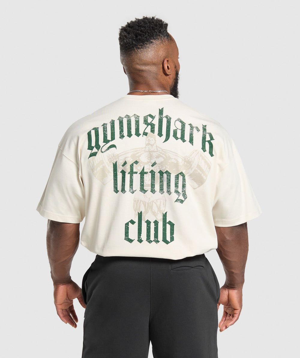 Lifting Club T-Shirt - Oat White/Classic Green