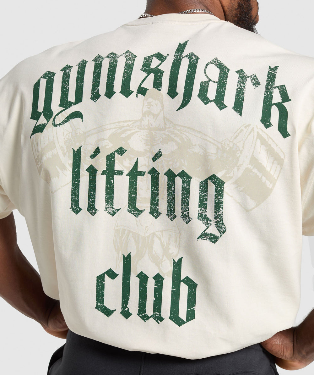 Lifting Club T-Shirt - Oat White/Classic Green