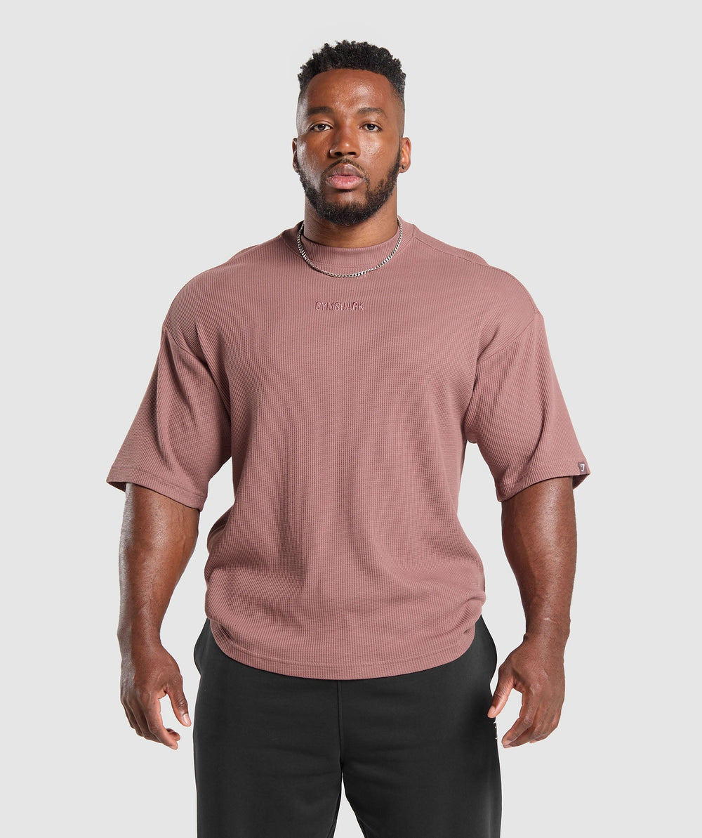 Waffle Oversized T-Shirt - Brick Brown