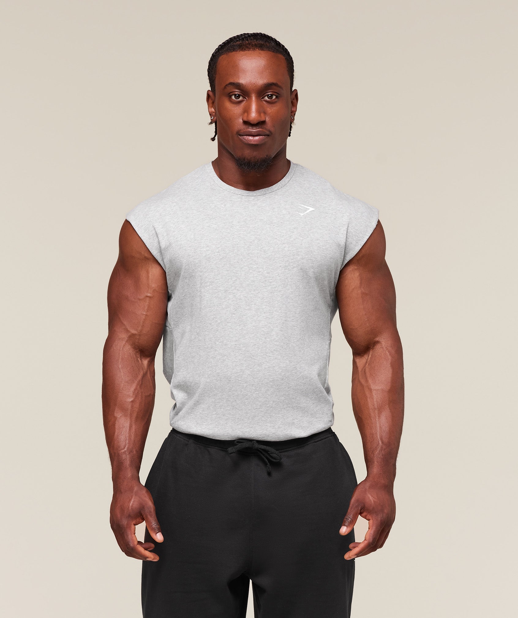 React Cut Off Tank - Light Grey Core Marl