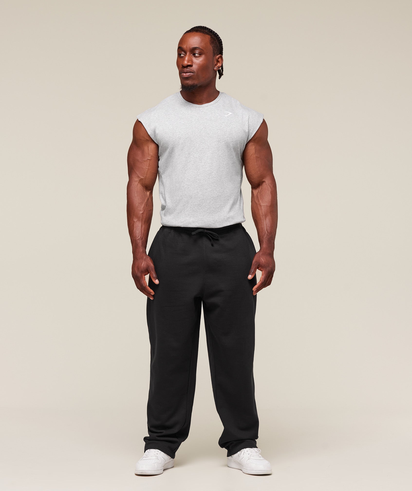 React Cut Off Tank - Light Grey Core Marl