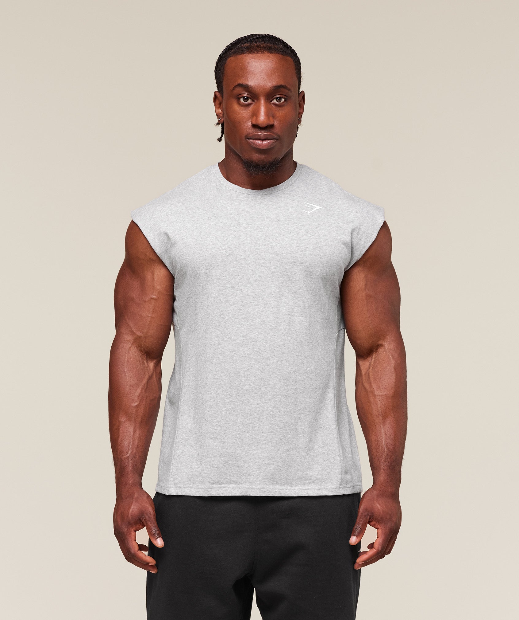 React Cut Off Tank - Light Grey Core Marl