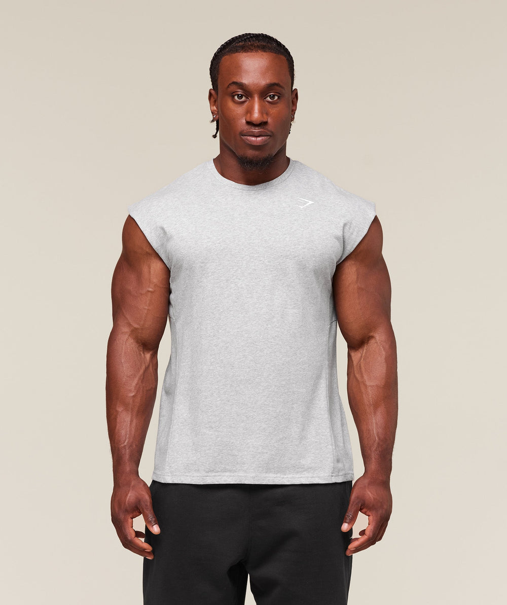React Cut Off Tank - Light Grey Core Marl