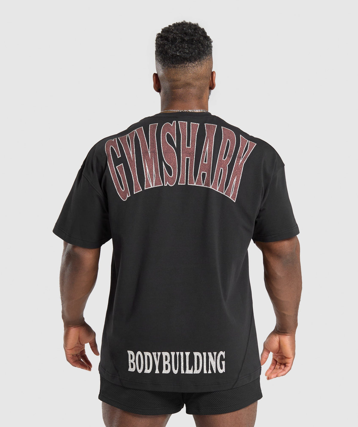 Bodybuilding Graphic Short Sleeve T-Shirt - Black/Burgundy Brown