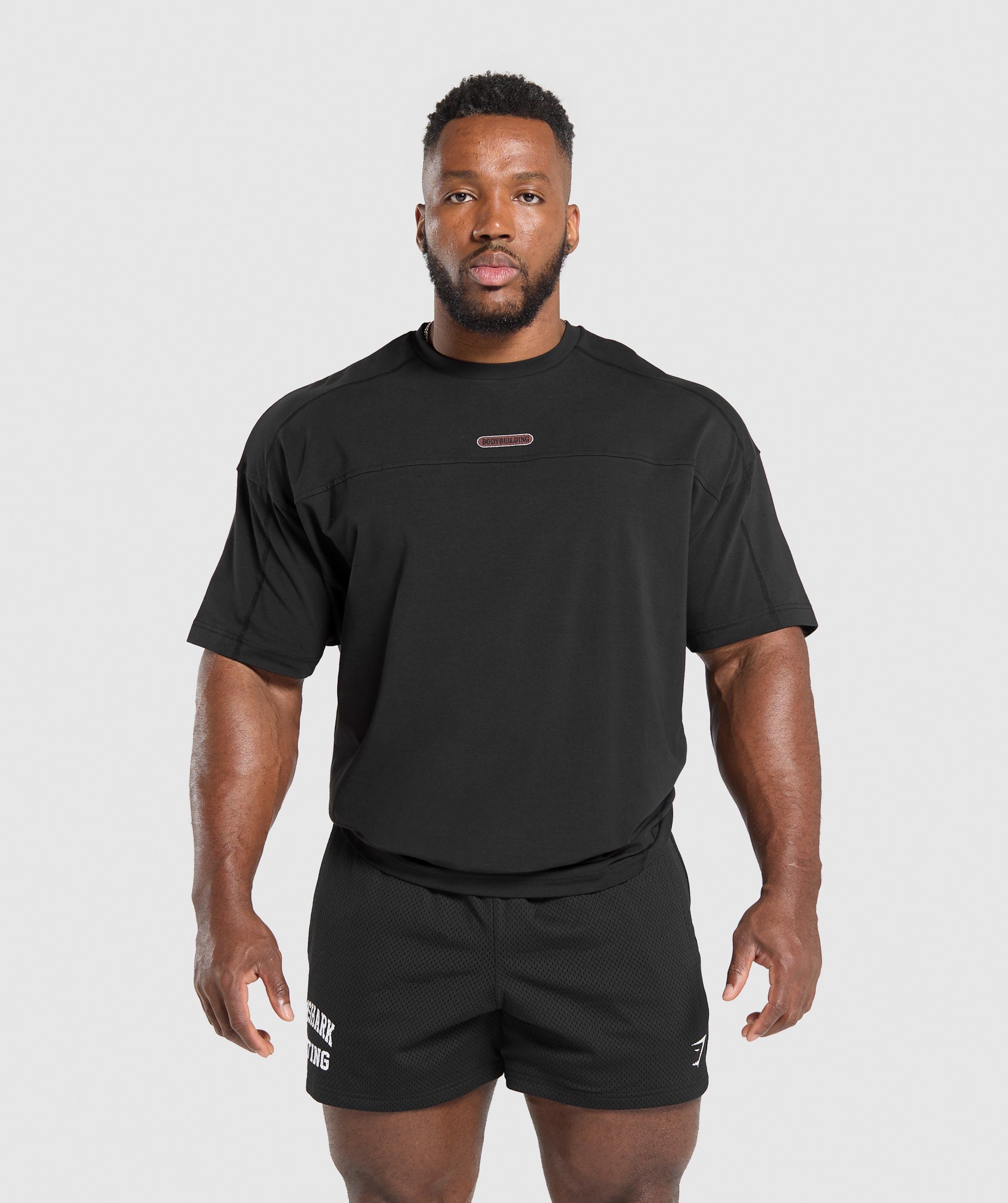 Bodybuilding Graphic Short Sleeve T-Shirt - Black/Burgundy Brown