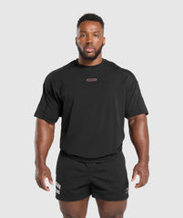 Bodybuilding Graphic Short Sleeve T-Shirt - Black/Burgundy Brown