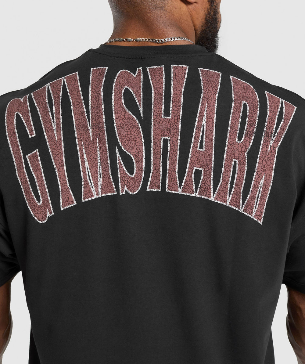 Bodybuilding Graphic Short Sleeve T-Shirt - Black/Burgundy Brown
