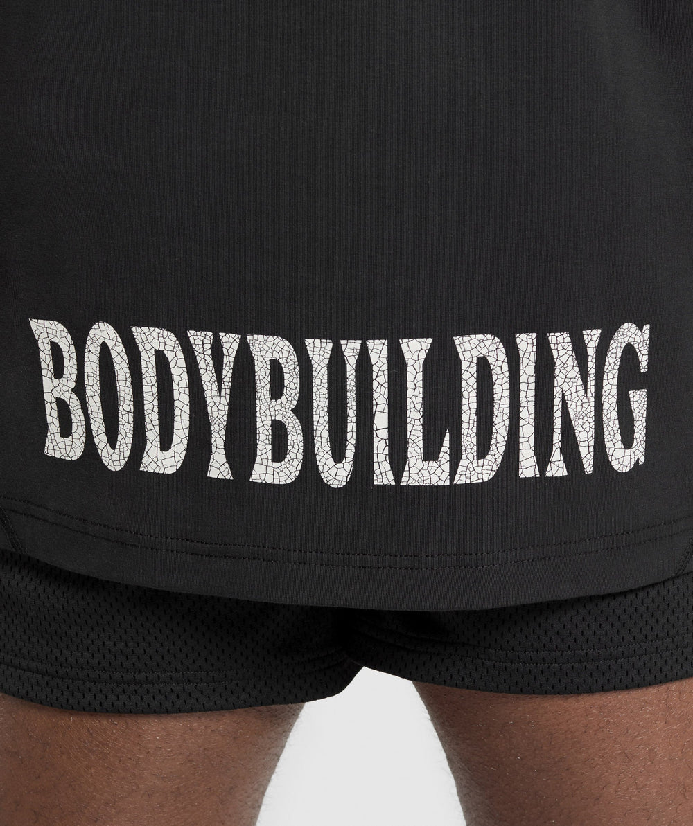 Bodybuilding Graphic Short Sleeve T-Shirt - Black/Burgundy Brown