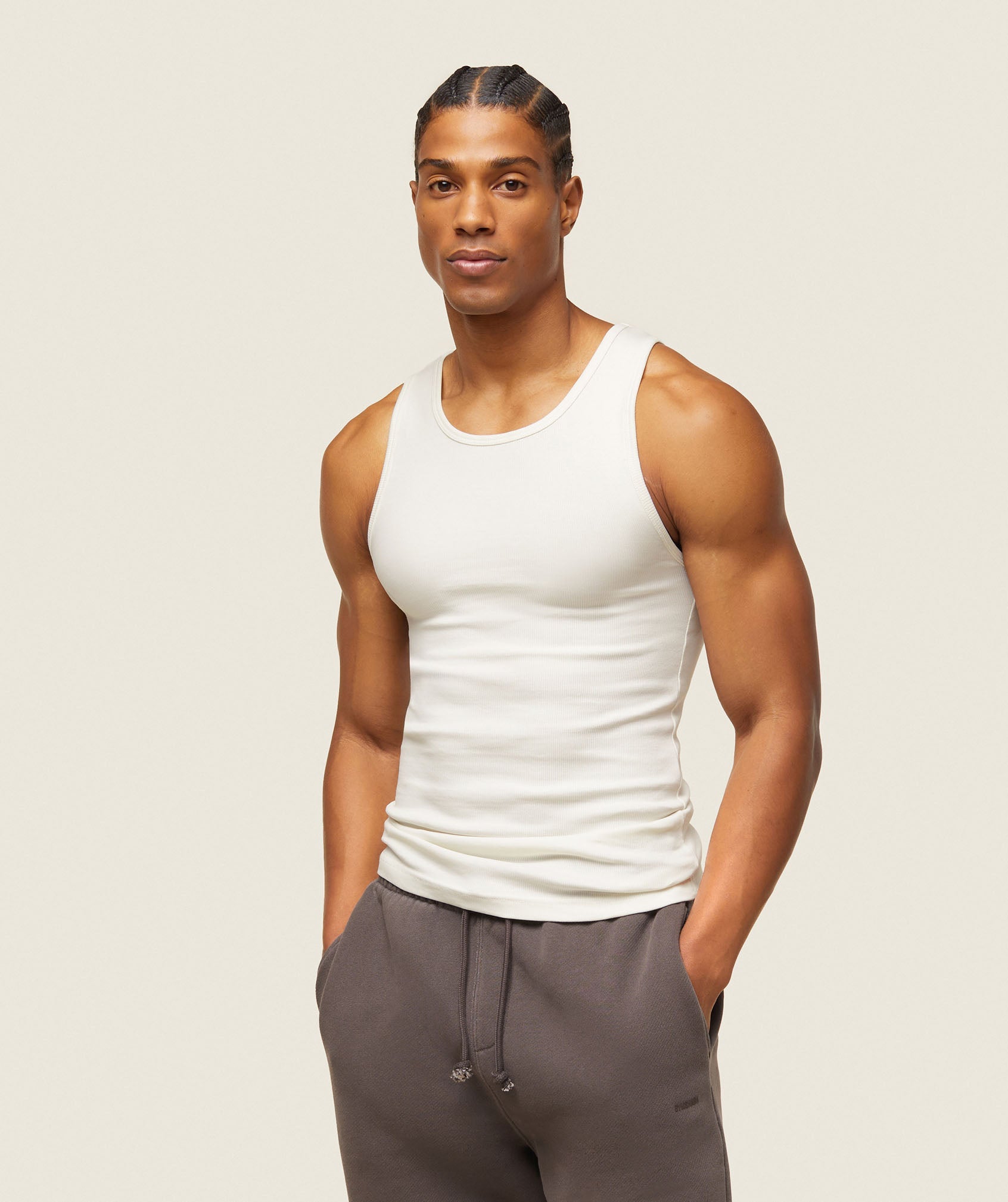 everywear Ribbed Tank - Soft White