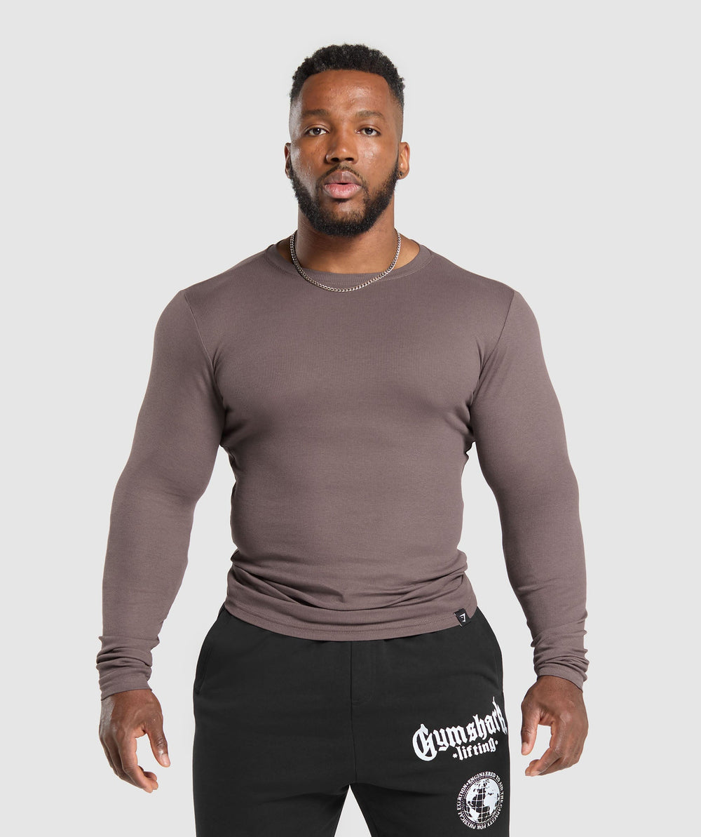 Ribbed Long Sleeve T-Shirt - Steel Purple