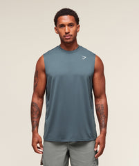 Oversized Performance Tank - Titanium Blue