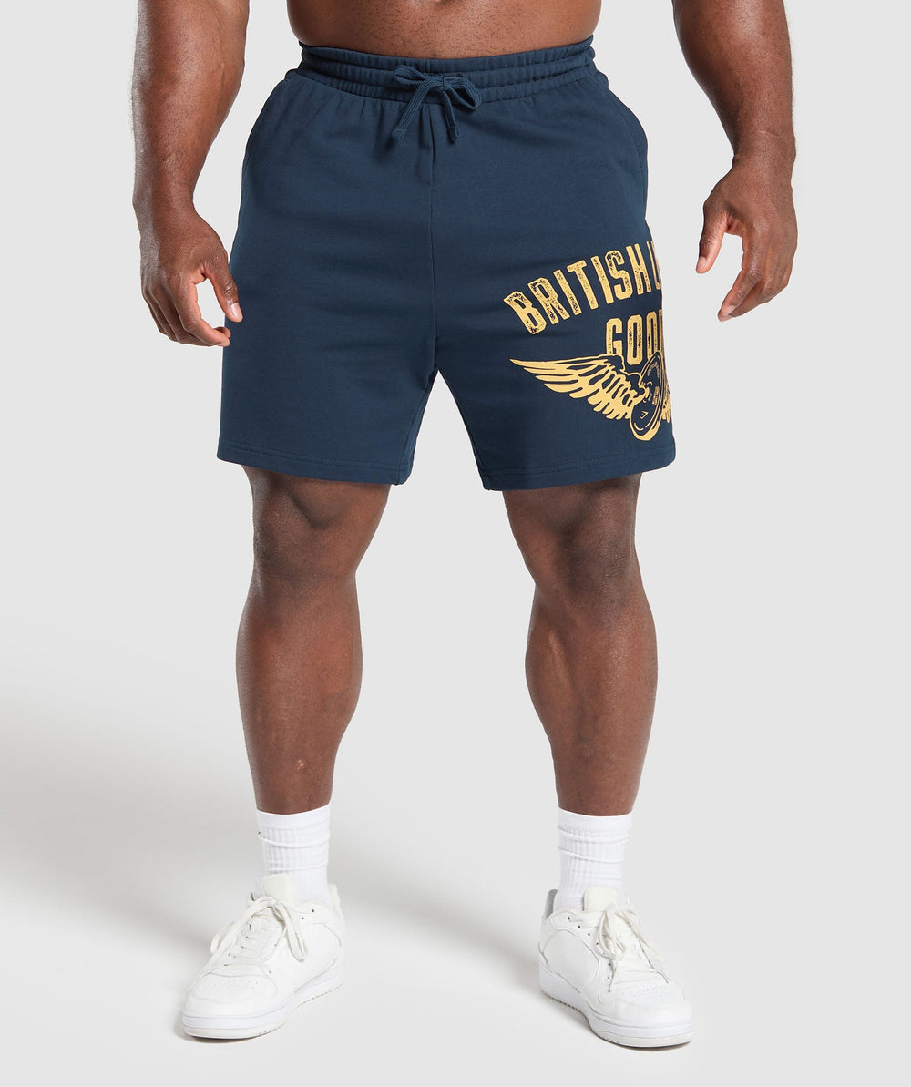 British Lifting Goods Graphic Shorts - Navy