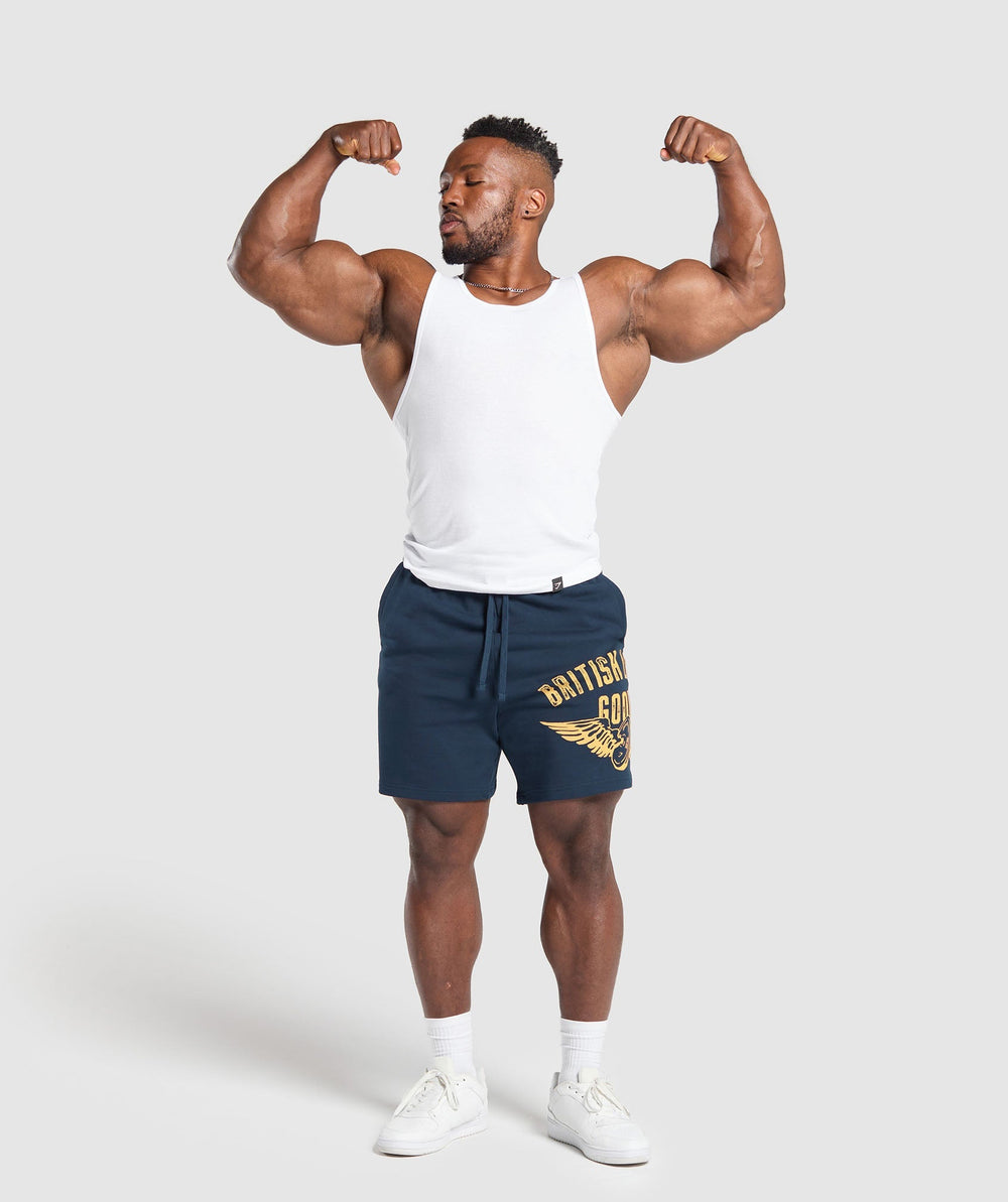 British Lifting Goods Graphic Shorts - Navy
