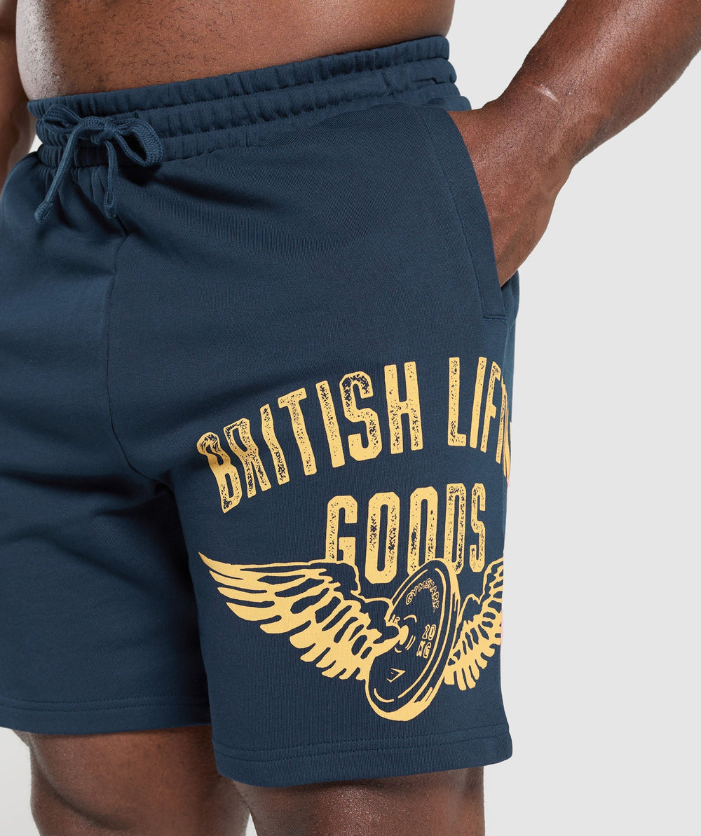 British Lifting Goods Graphic Shorts - Navy