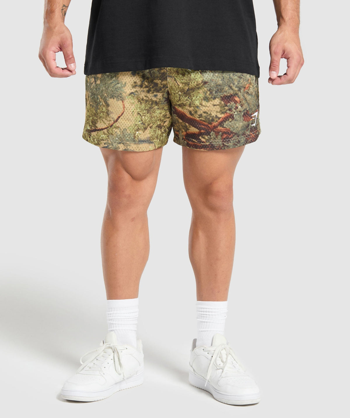 Printed Mesh 5" Shorts - Sand Beige