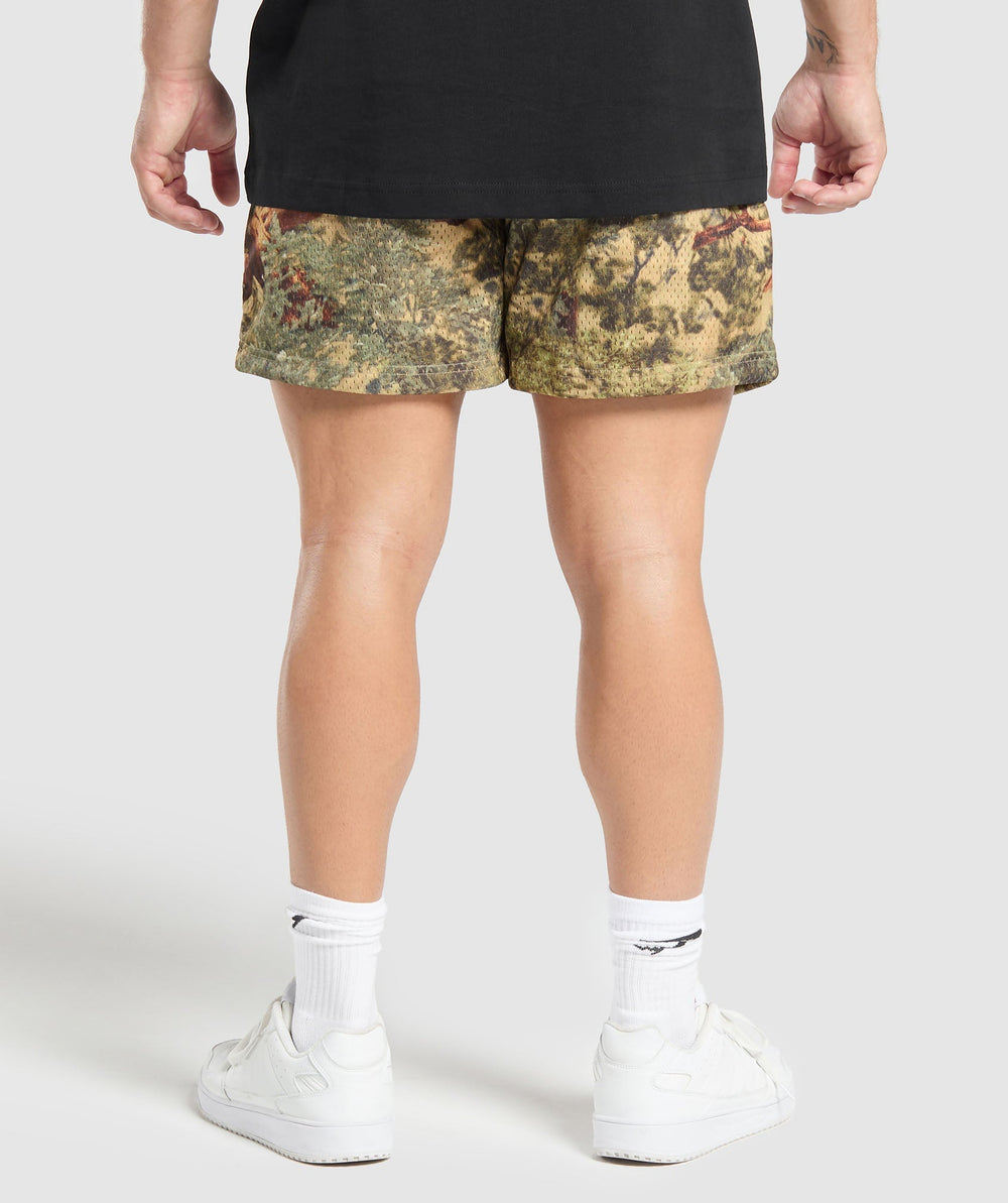 Printed Mesh 5" Shorts - Sand Beige
