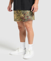 Printed Mesh 5" Shorts - Sand Beige