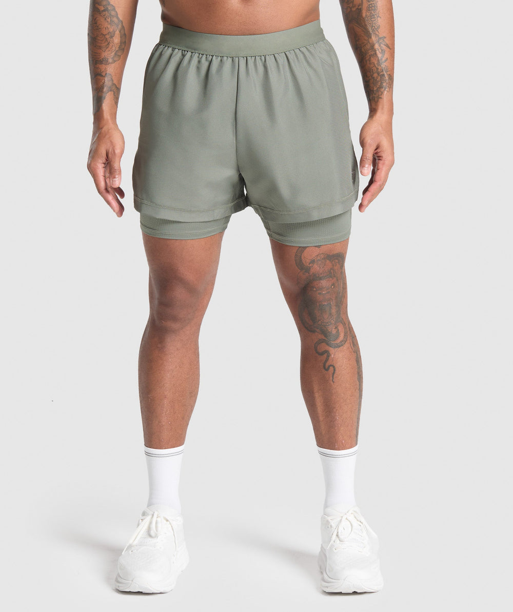 Running 2 in 1 Shorts - Unit Green