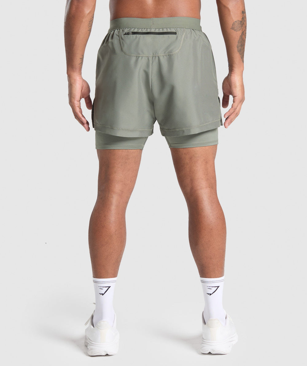 Running 2 in 1 Shorts - Unit Green