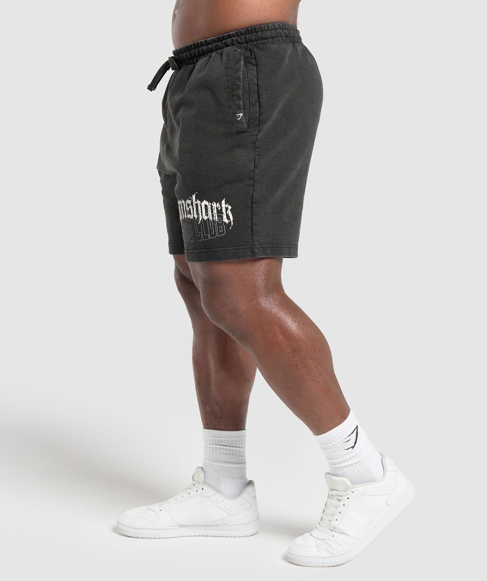 Distressed Graphic 7" Shorts - Black Acid Wash