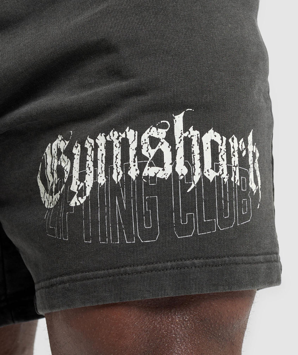 Distressed Graphic 7" Shorts - Black Acid Wash