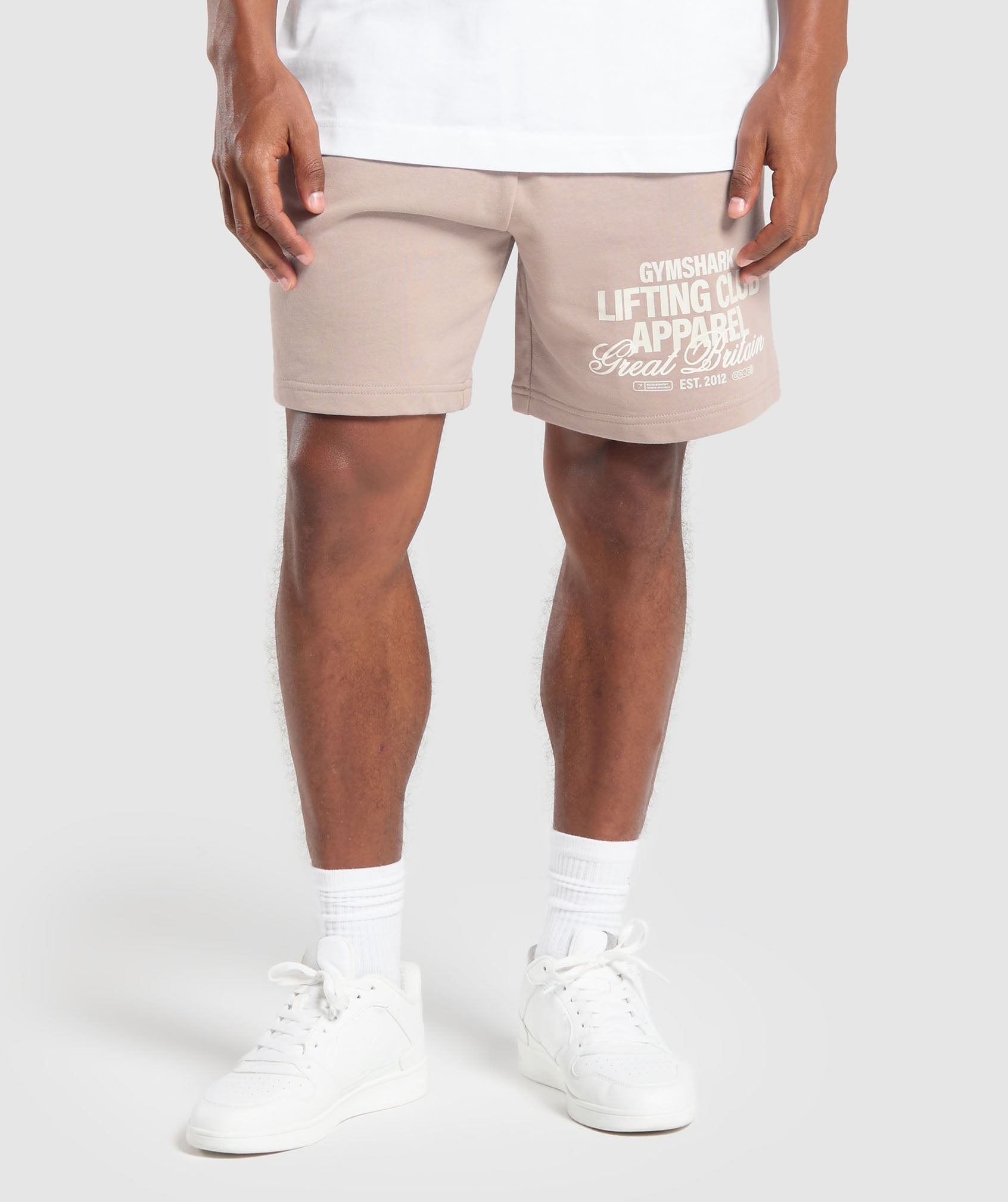 Lifting Club Apparel Graphic Shorts - Stone Pink