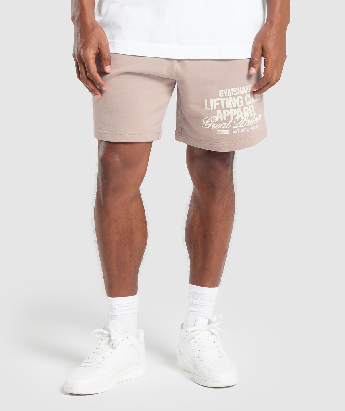 Lifting Club Apparel Graphic Shorts - Stone Pink
