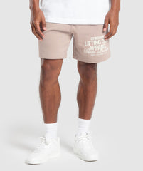 Lifting Club Apparel Graphic Shorts - Stone Pink
