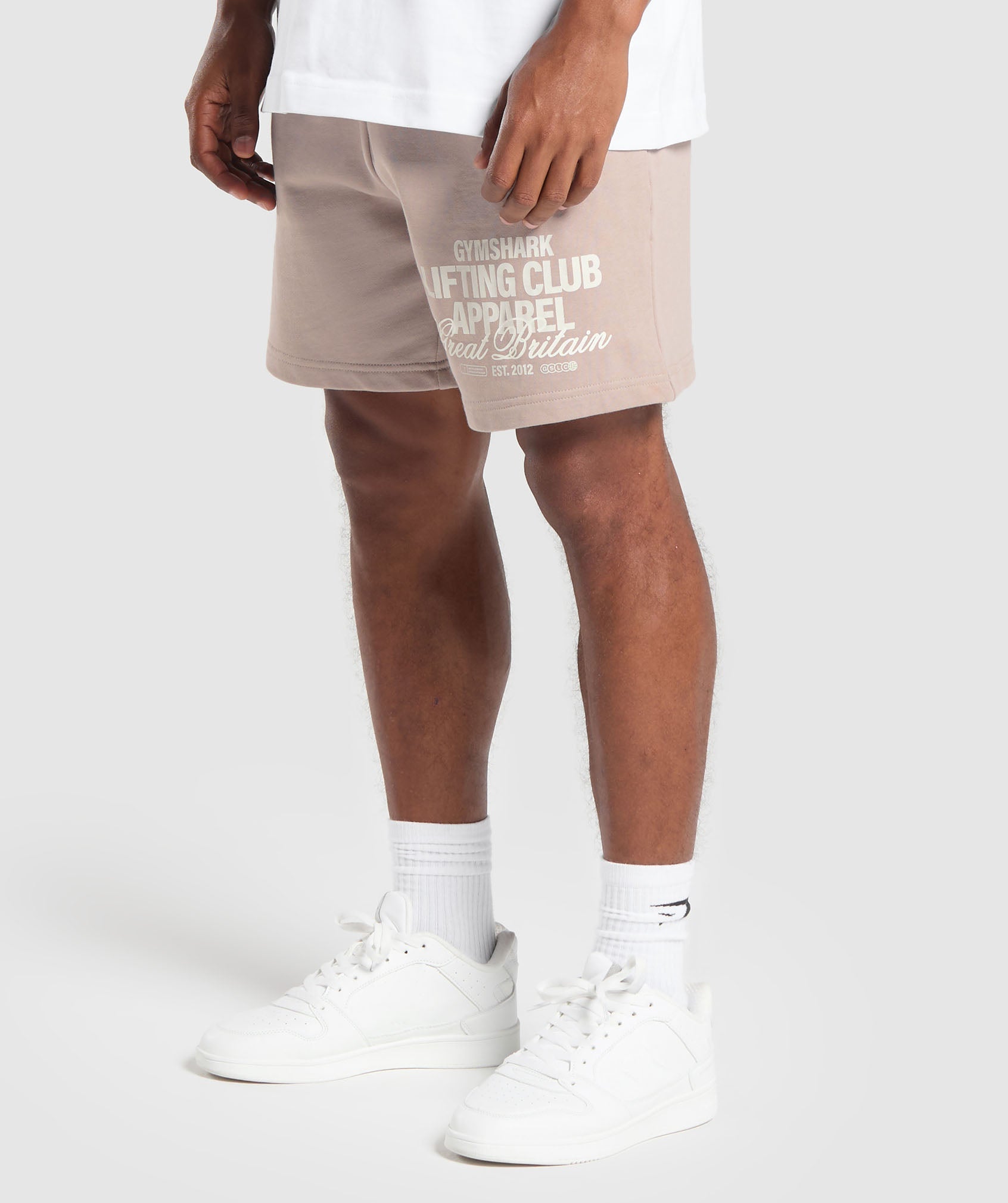 Lifting Club Apparel Graphic Shorts - Stone Pink
