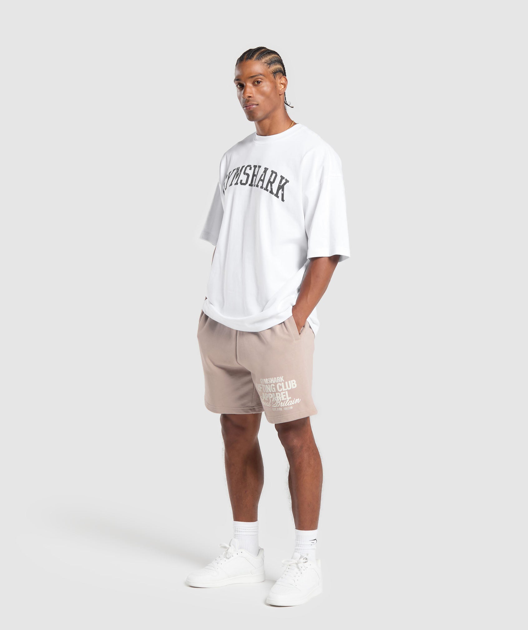 Lifting Club Apparel Graphic Shorts - Stone Pink