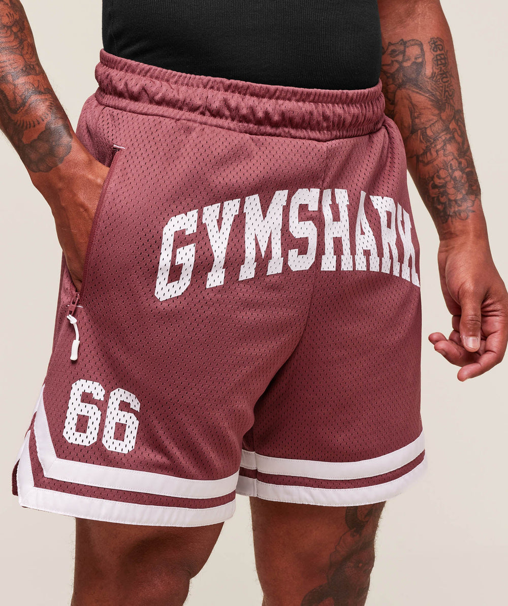 Varsity Mesh Shorts - Washed Berry Pink