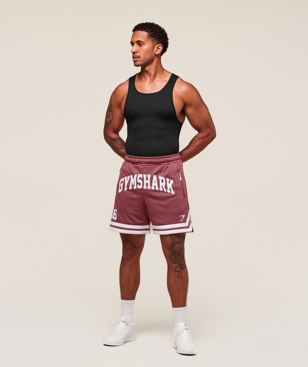 Varsity Mesh Shorts - Washed Berry Pink