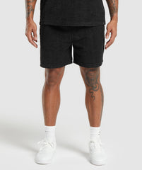 Towelling 7" Shorts - Black