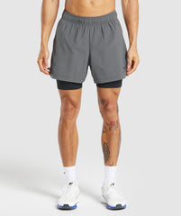 Sport 5" 2 in 1 Shorts - Dark Grey/Black